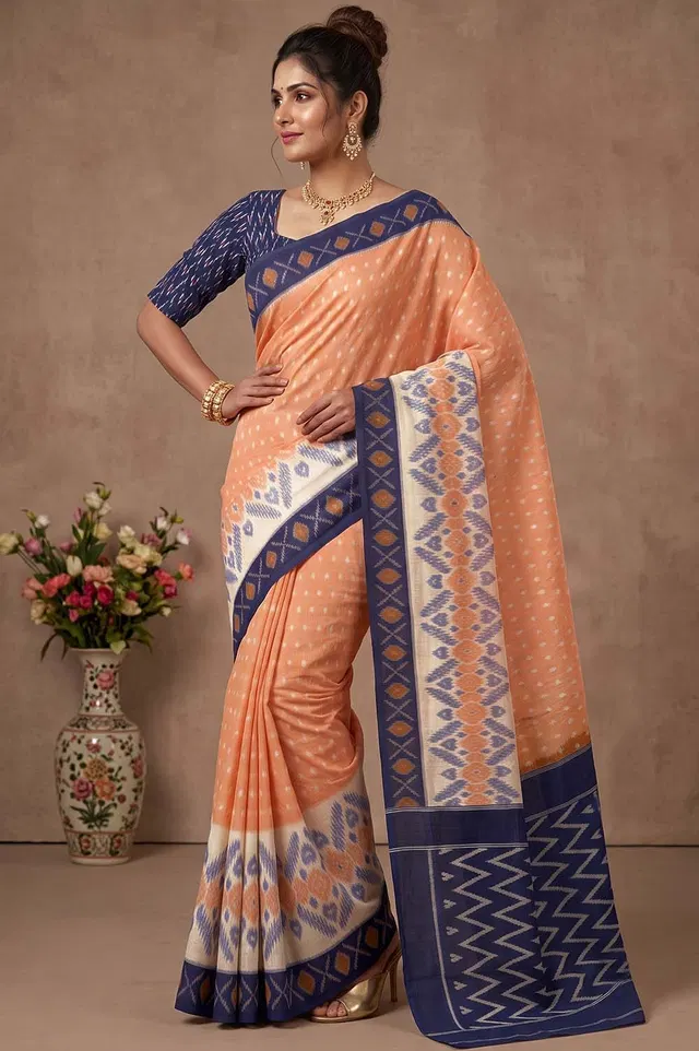 Pochampally Double Ikat Cotton Saree