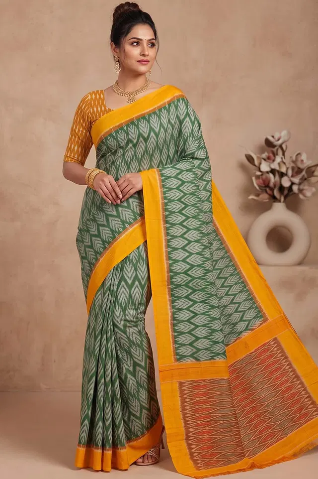 Pochampally Double Ikat Pure Cotton Saree