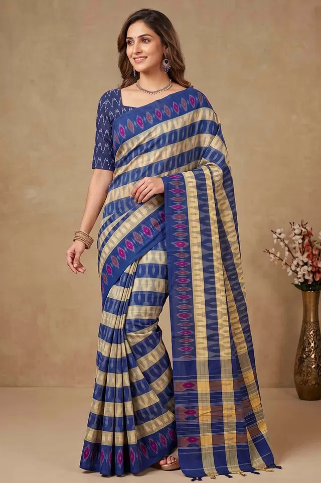 Pochampally Double Ikat Cotton Saree