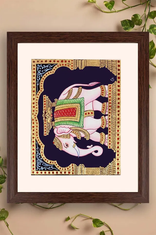 Palace Elephant Mysore Paintings (22KT Gold Leaf) - 10*8 Inches