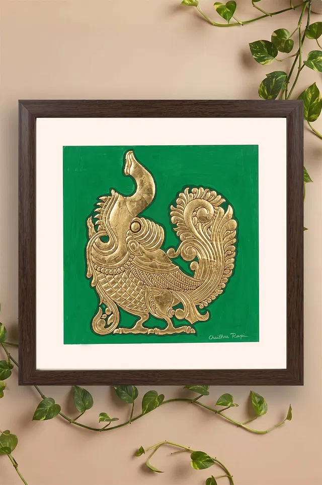 Yalli Pakshi Mysore Painting -22KT Gold Leaf (10*10) Inches