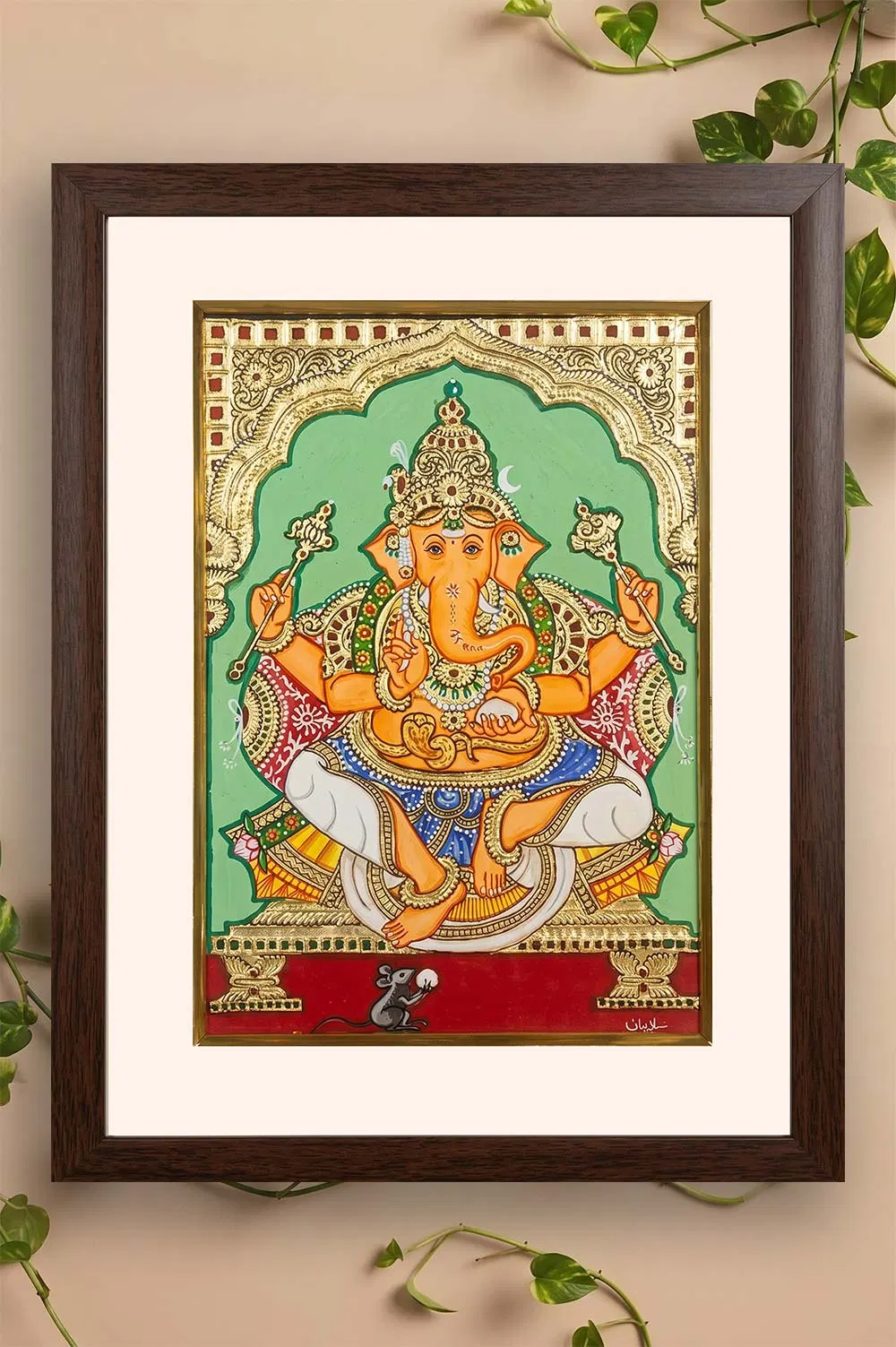 Ganesha Mysore Painting - 22KT Gold Leaf (9*12) Inches
