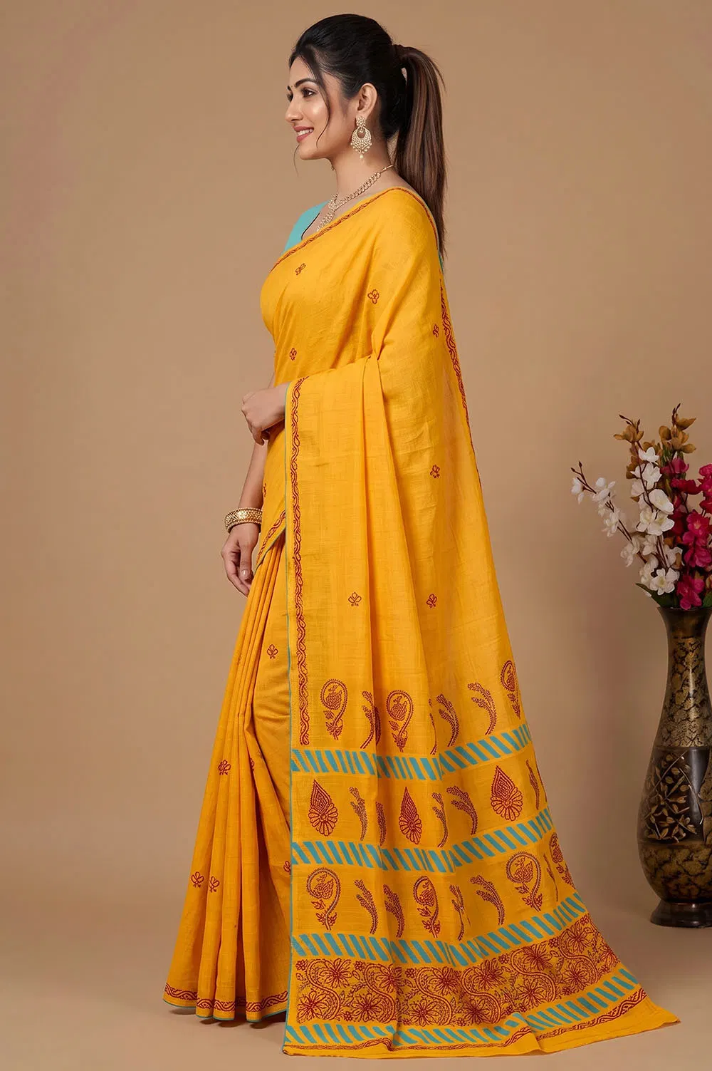 Lucknow Chikankari Hand Embroidered Cotton Saree