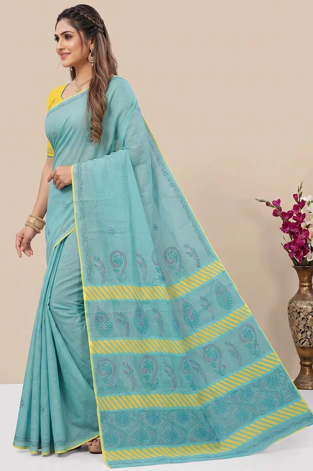 Lucknow Chikankari Hand Embroidered Cotton Saree