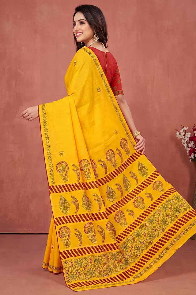 Lucknow Chikankari Hand Embroidered Cotton Saree