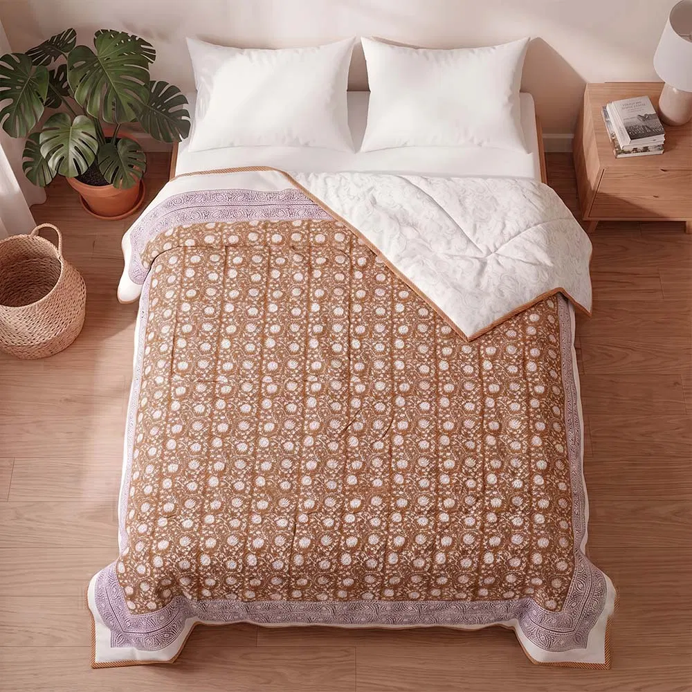 Bagru Hand Block Printed Comforter (9 x 7.5Ft)