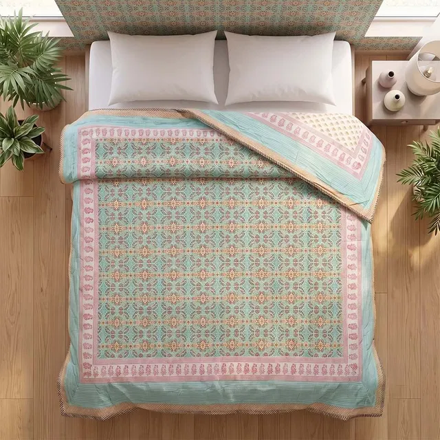 Bagru Hand Block Printed Comforter (9 x 7.5Ft)