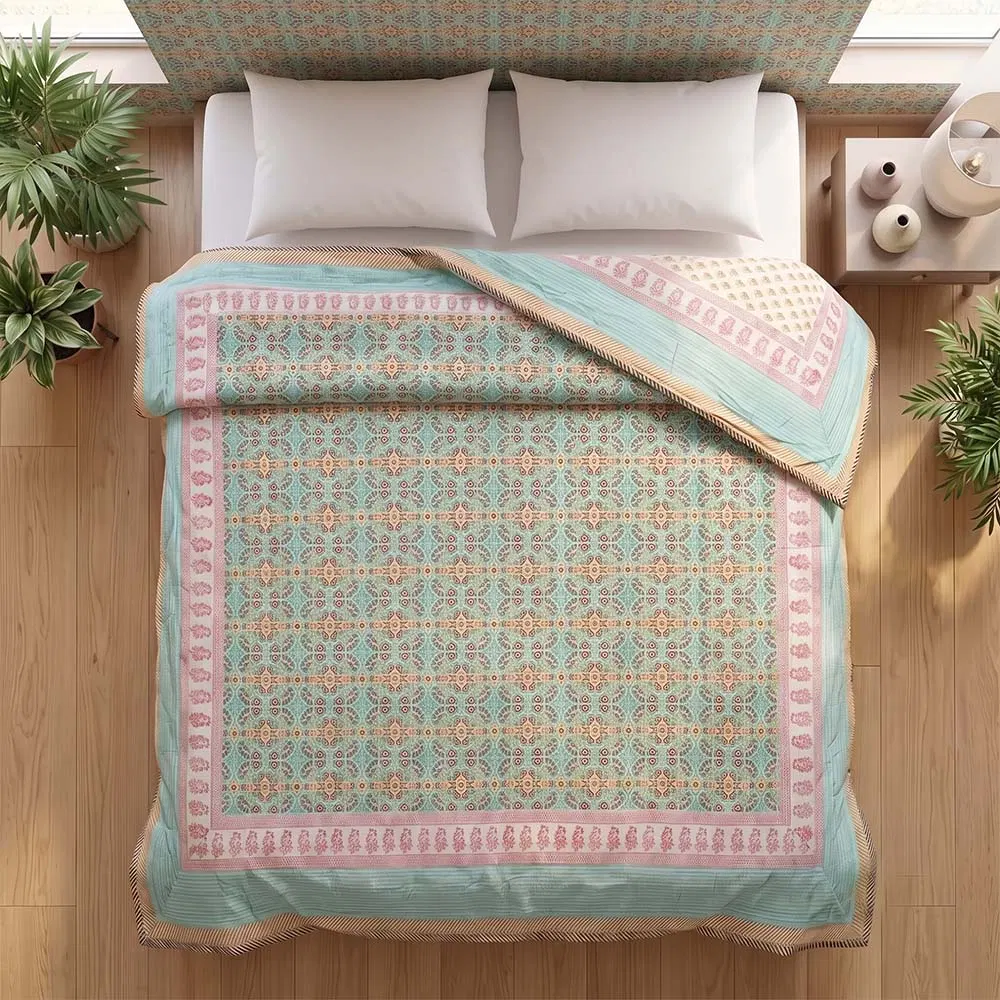 Bagru Hand Block Printed Comforter (9 x 7.5Ft)