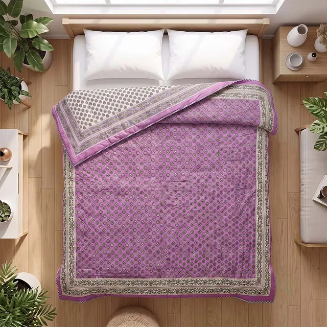 Bagru Hand Block Printed Comforter (9 x 7.5Ft)