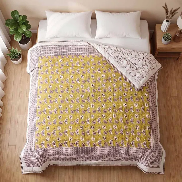 Bagru Hand Block Printed Comforter (9 x 7.5Ft)