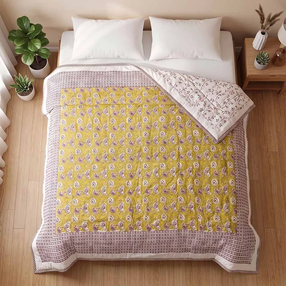 Bagru Hand Block Printed Comforter (9 x 7.5Ft)