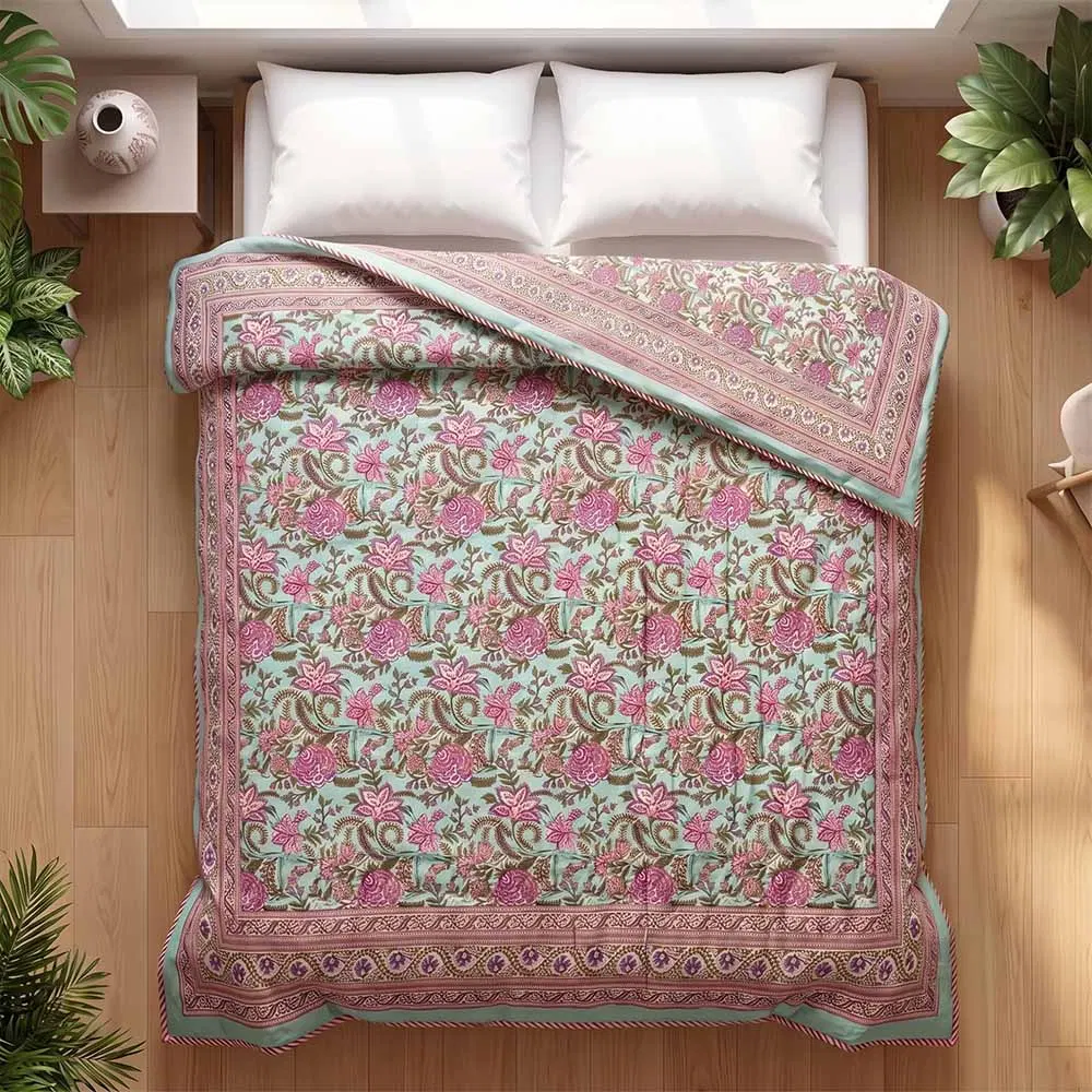 Bagru Hand Block Printed Comforter (9 x 7.5Ft)