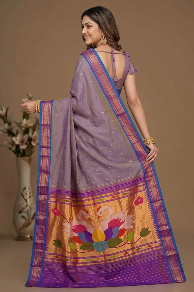 Authentic Paithani Handloom Pure Silk Saree (Double Pallu Big Motif)