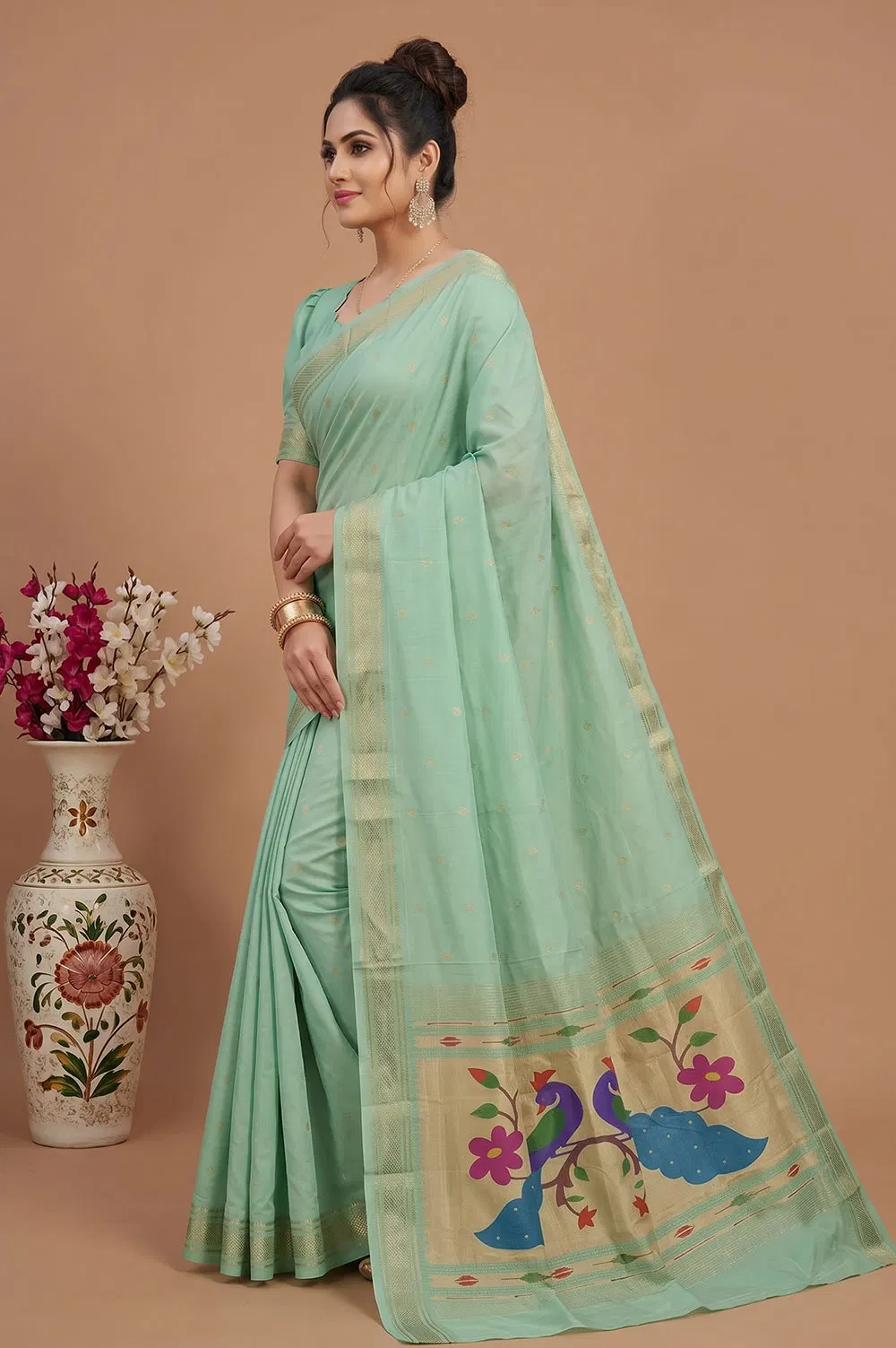 Authentic Paithani Handloom Pure Silk Saree (Double Pallu Big Motif)