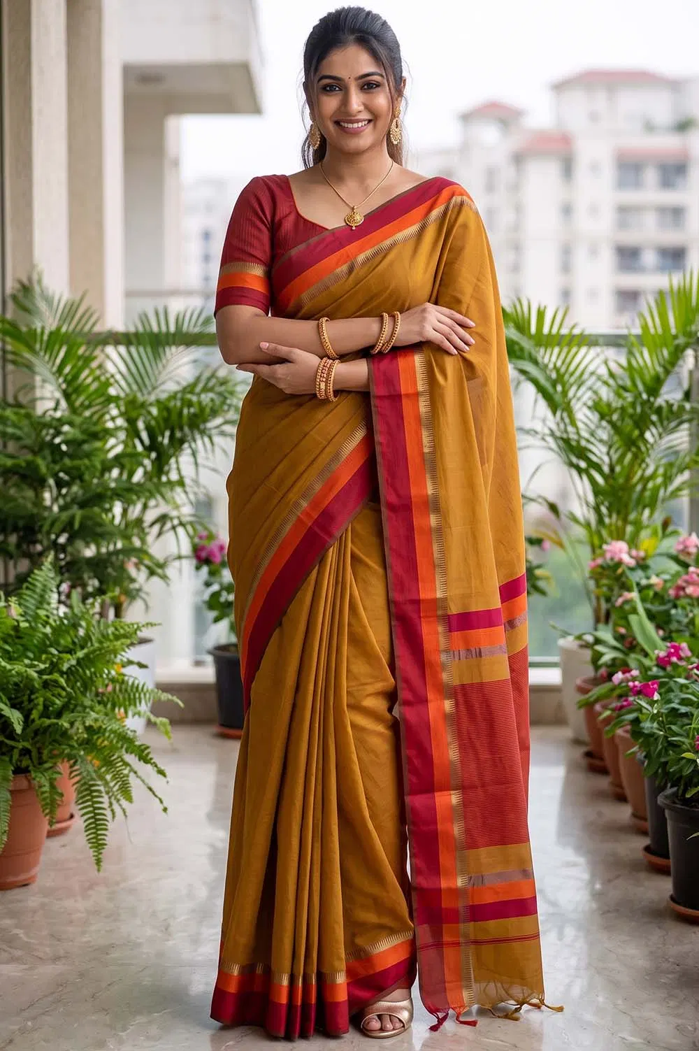Maheshwar Handloom Cotton-Silk Saree