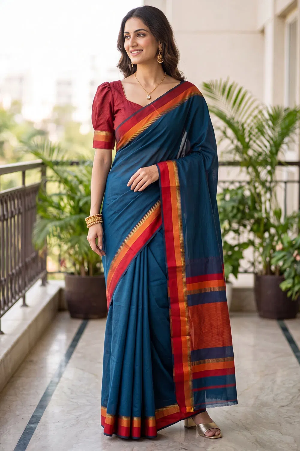 Maheshwar Handloom Cotton-Silk Saree