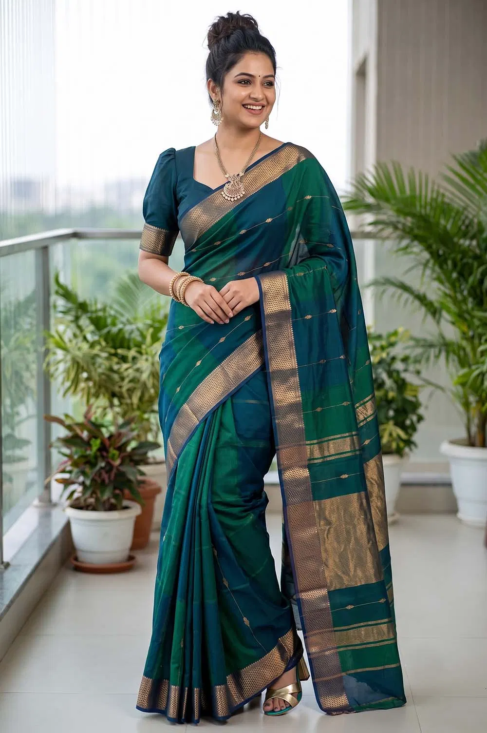 Maheshwar Handloom Cotton-Silk Saree