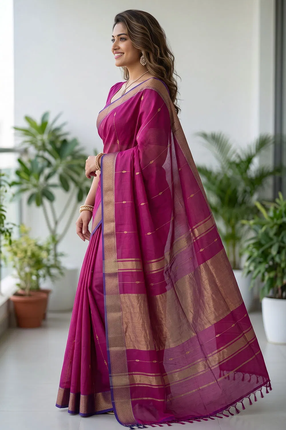 Maheshwar Handloom Cotton-Silk Saree