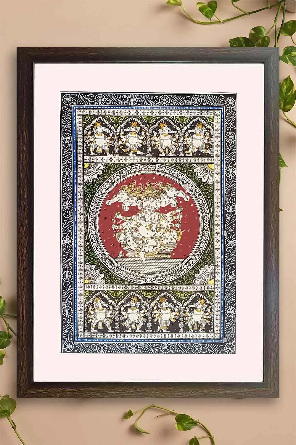 Orissa Pattachitra - Panchamukhi Ganesha with Dance forms (18*24 Inches)