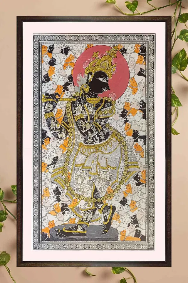 Orissa Pattachitra - Krishna Story Intricate Work (29*45 Inches)
