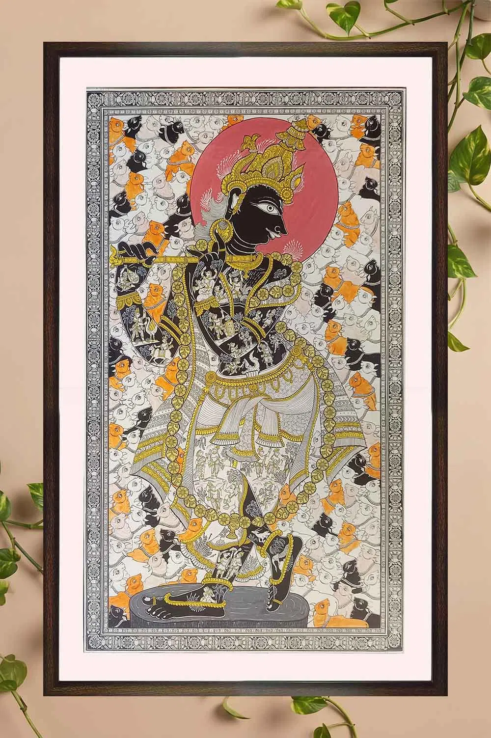 Orissa Pattachitra - Krishna Story Intricate Work (29*45 Inches)