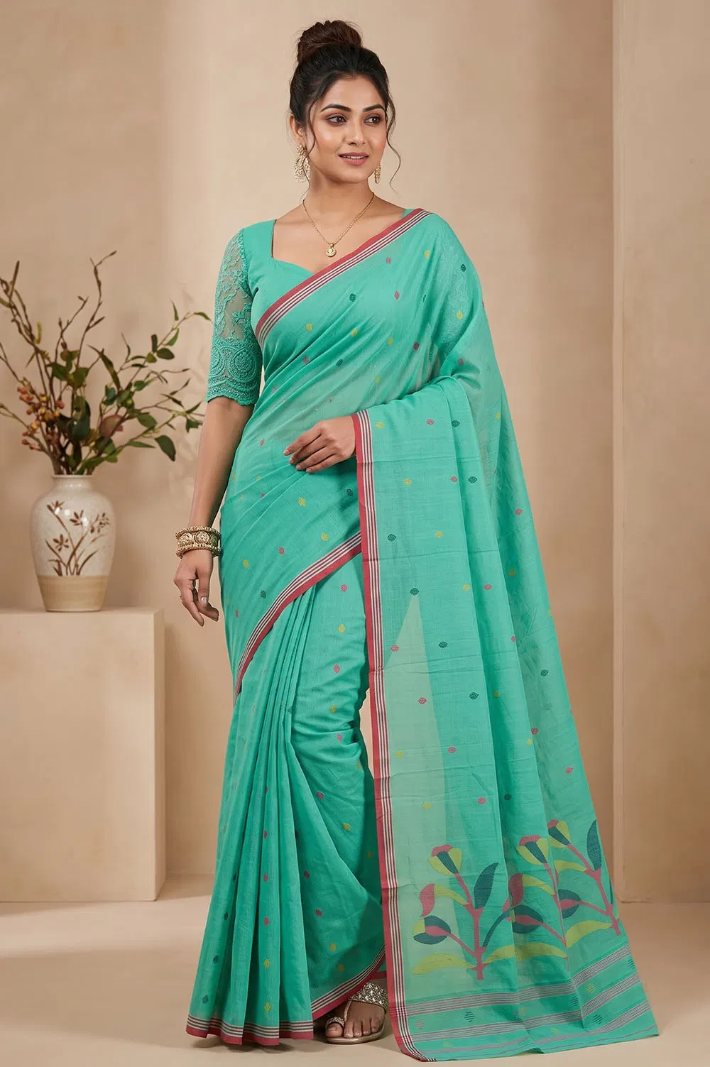 Jamdani Handloom Cotton Saree (No Blouse)