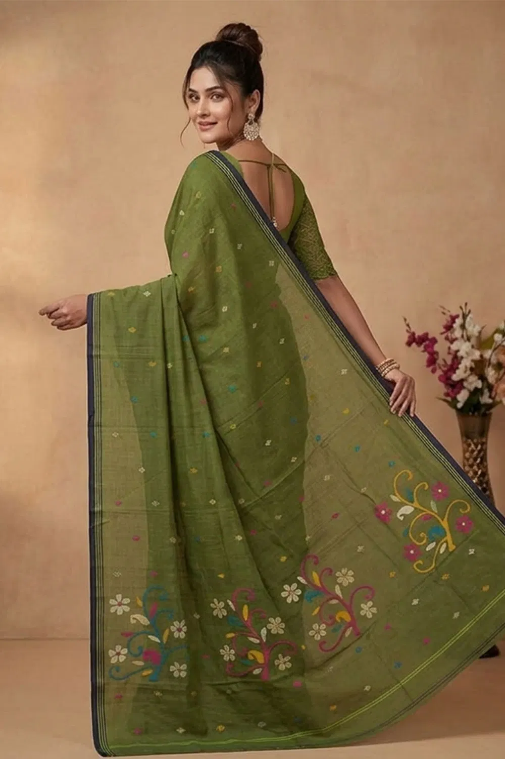 Jamdani Handloom Cotton Saree (No Blouse)