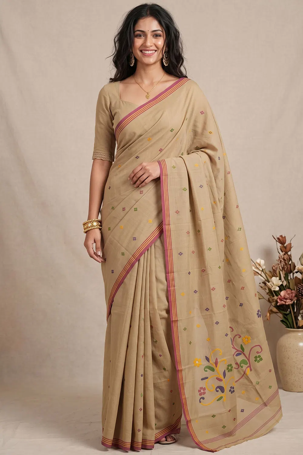 Jamdani Handloom Cotton Saree (No Blouse)