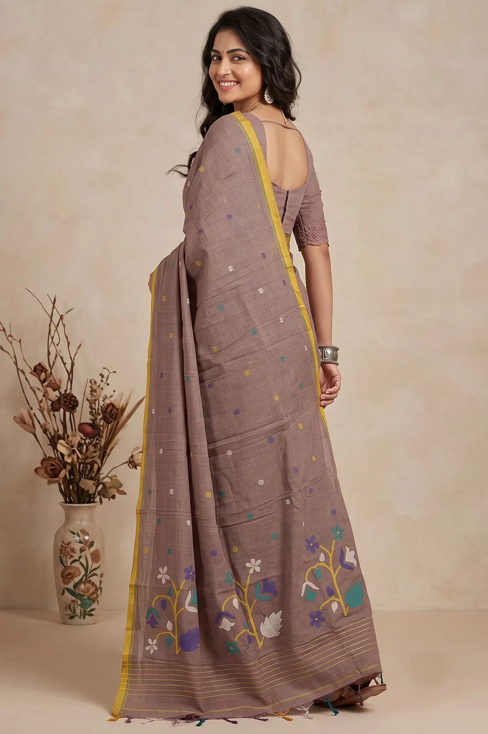 Jamdani Handloom Cotton Saree (No Blouse)