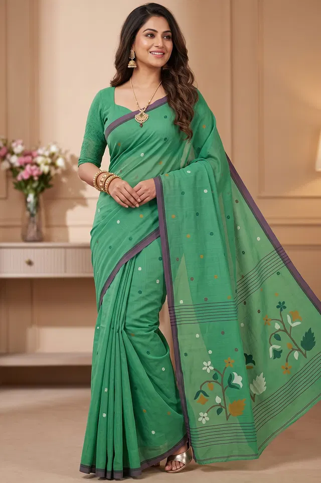 Jamdani Handloom Cotton Saree (No Blouse)