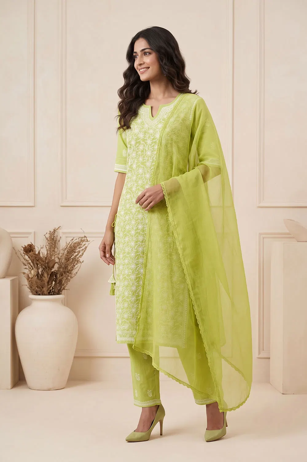 Lucknow Chikankari Hand Embroidered Salwar Suit Set (Unstitched)