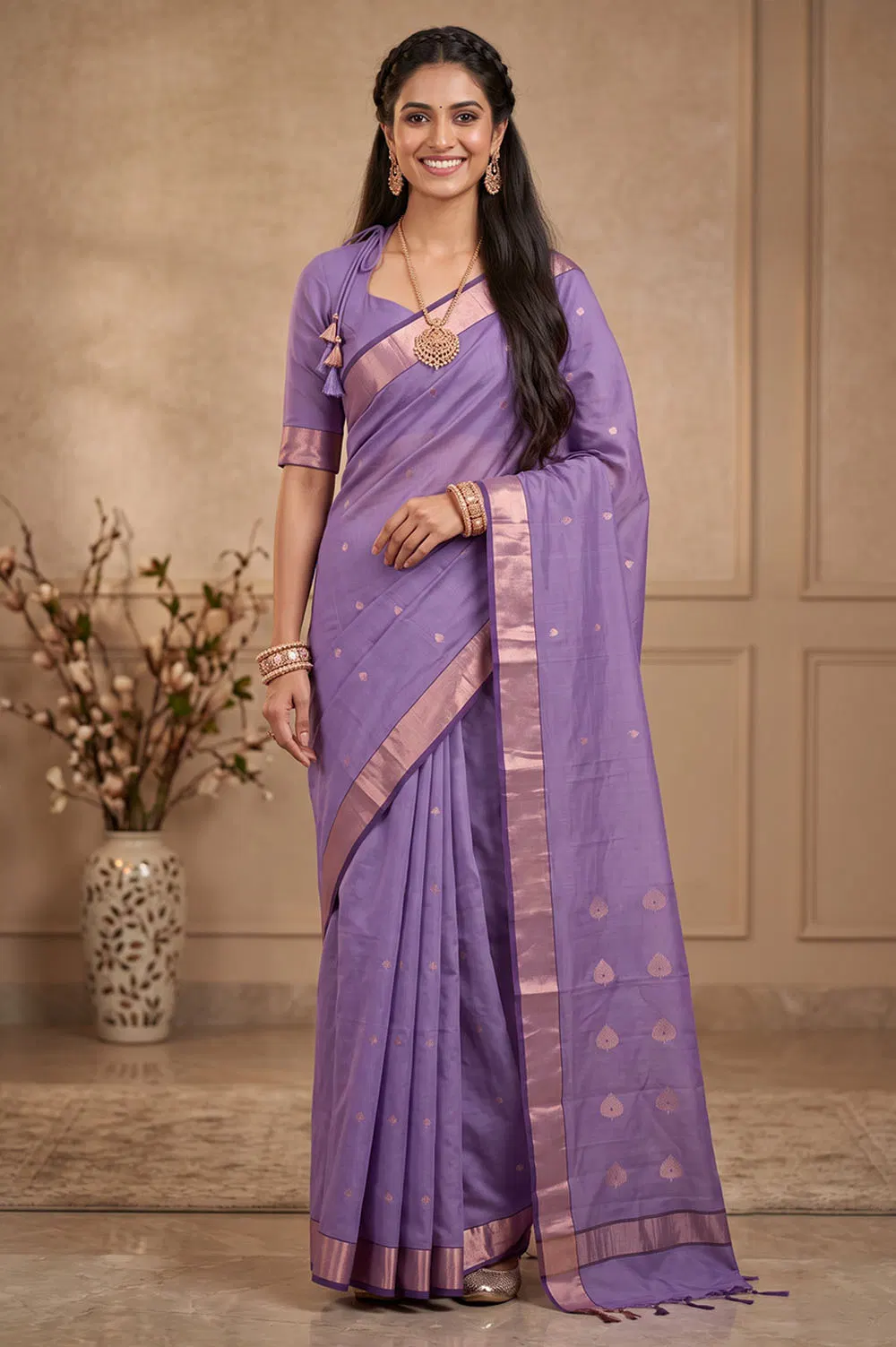 Chanderi Handloom Cotton-Silk Saree