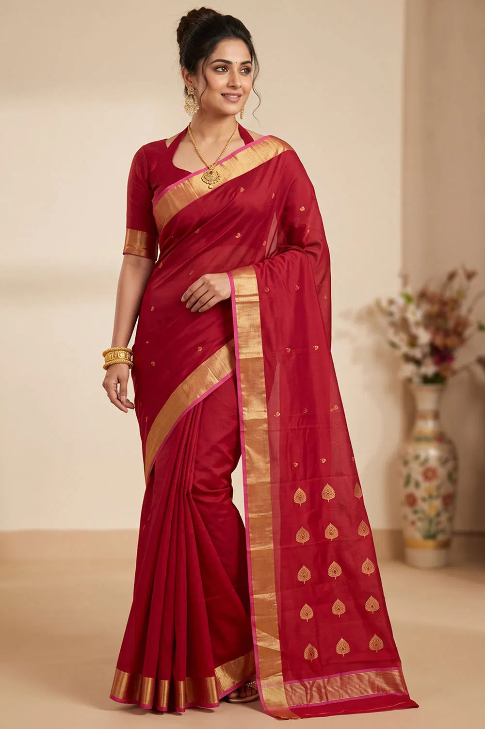 Chanderi Handloom Cotton-Silk Saree