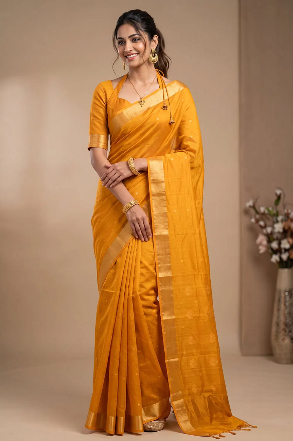 Chanderi Handloom Cotton-Silk Saree