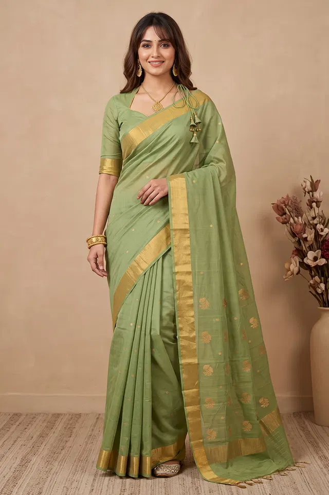 Chanderi Handloom Cotton-Silk Saree