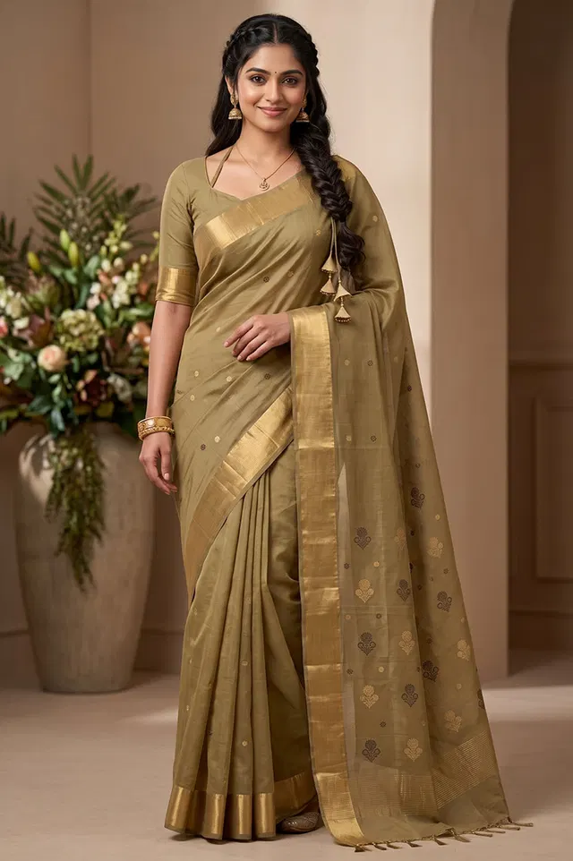 Chanderi Handloom Cotton-Silk Saree