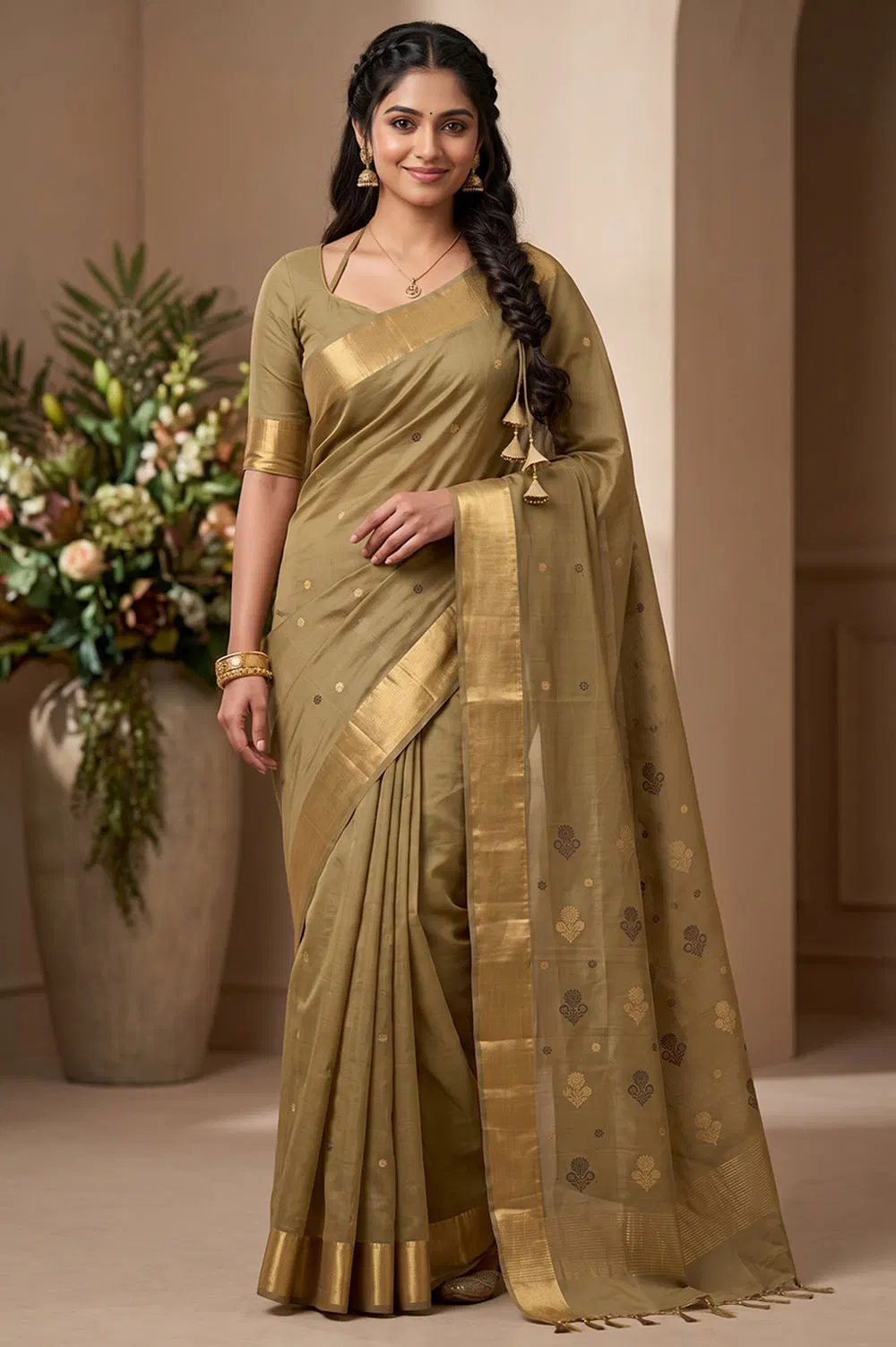 Chanderi Handloom Cotton-Silk Saree