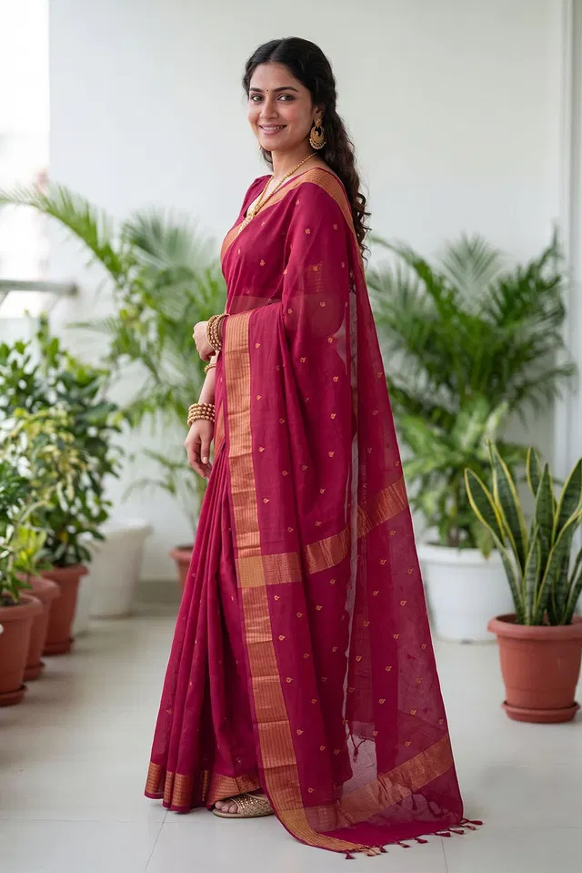 Maheshwar Handloom Cotton-Silk Saree