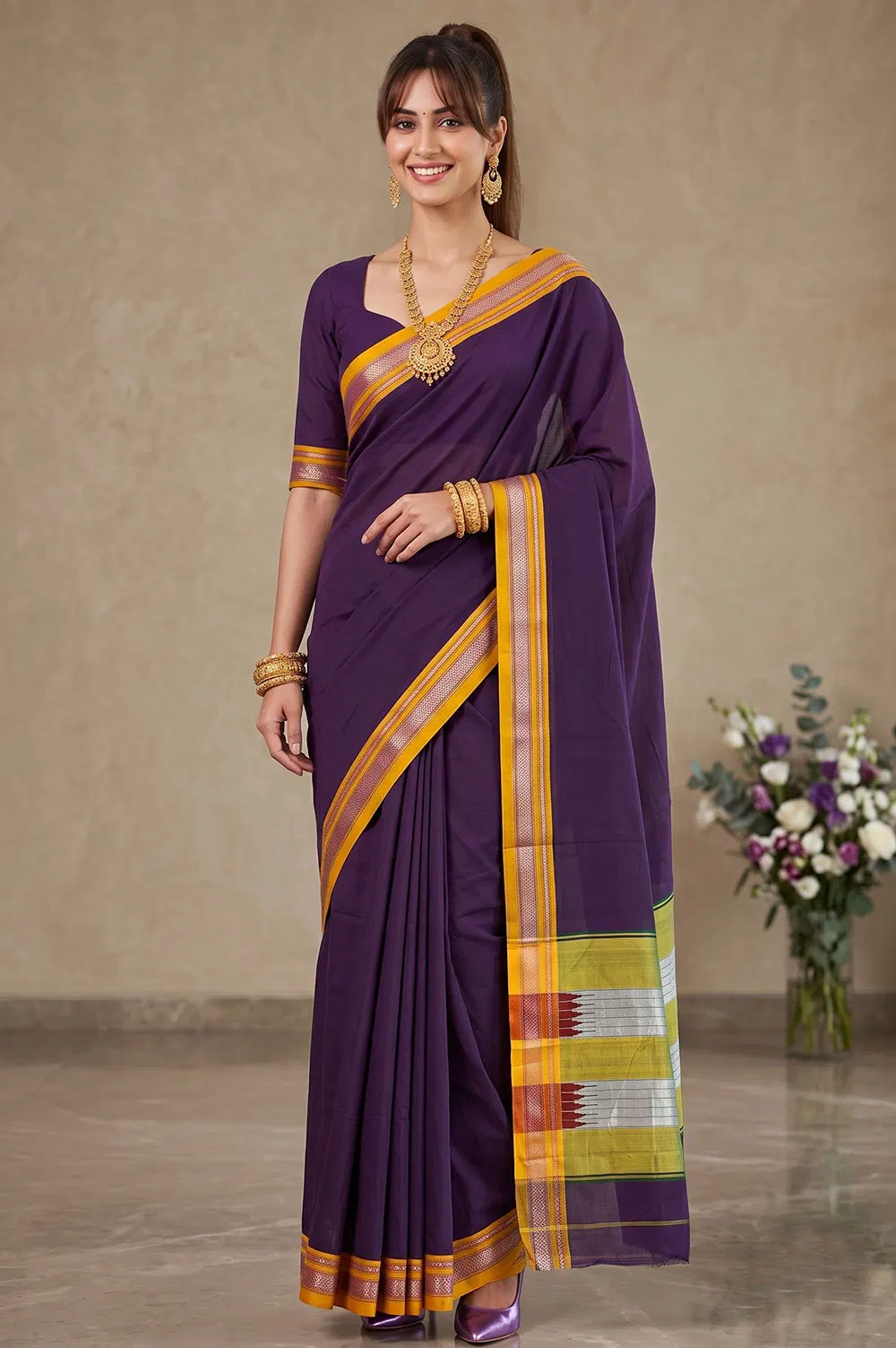 IIlkal Authentic Handloom Cotton-Silk Saree