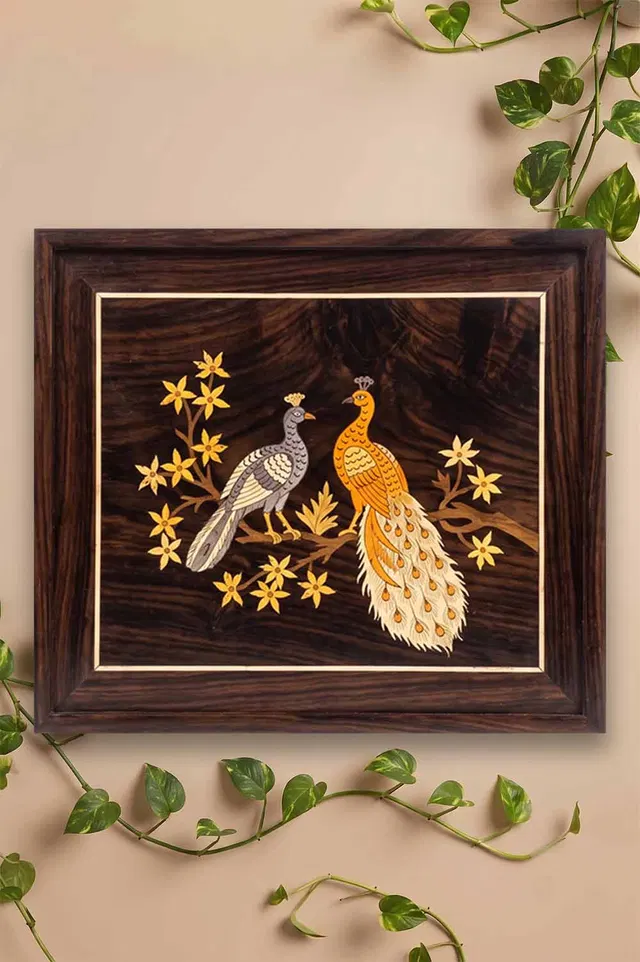 Mysore Rose Wood Inlay - Peacock (13*13) Inches