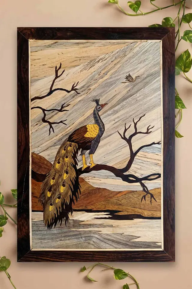 Mysore Rose Wood Inlay - Majestic Peacock Theme (12*18) Inches