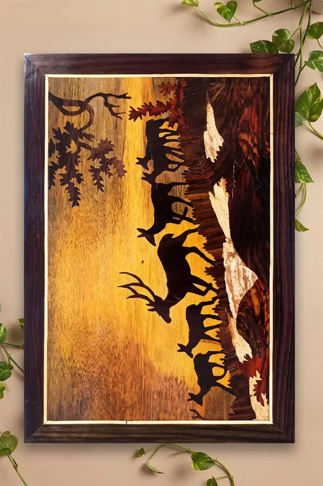 Mysore Rose Wood Inlay - Deer (18*12) Inches