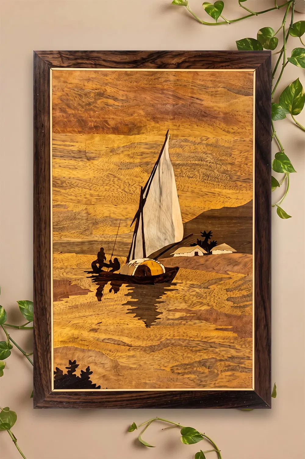 Mysore Rose Wood Inlay - Boat (12*18) Inches