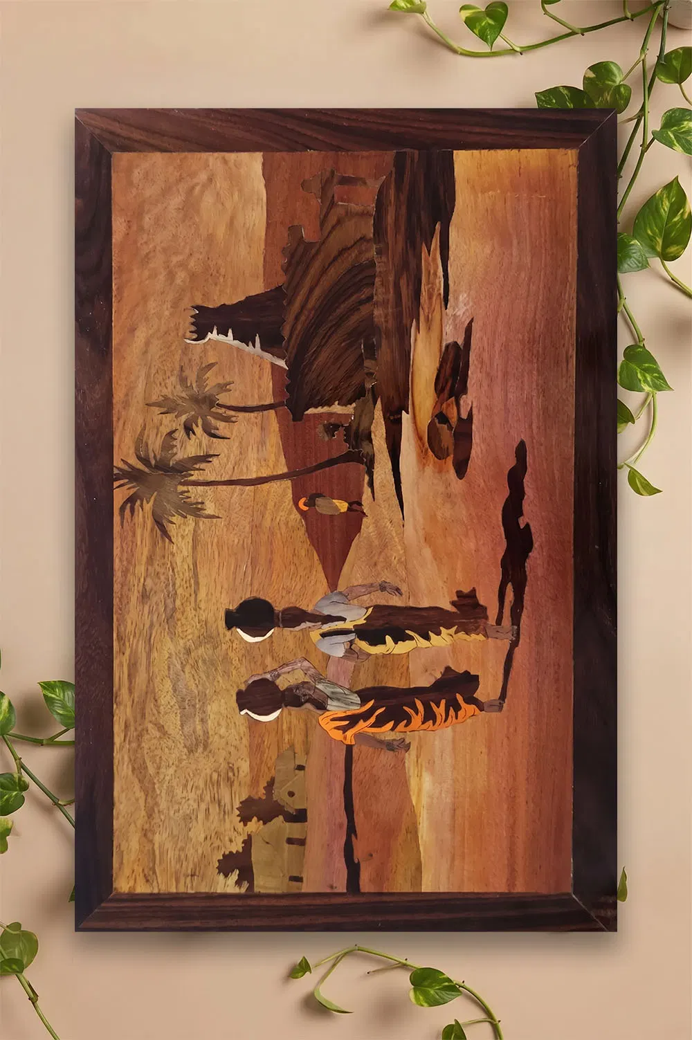 Mysore Rose Wood Inlay - Water Carrying Theme (18*12) Inches