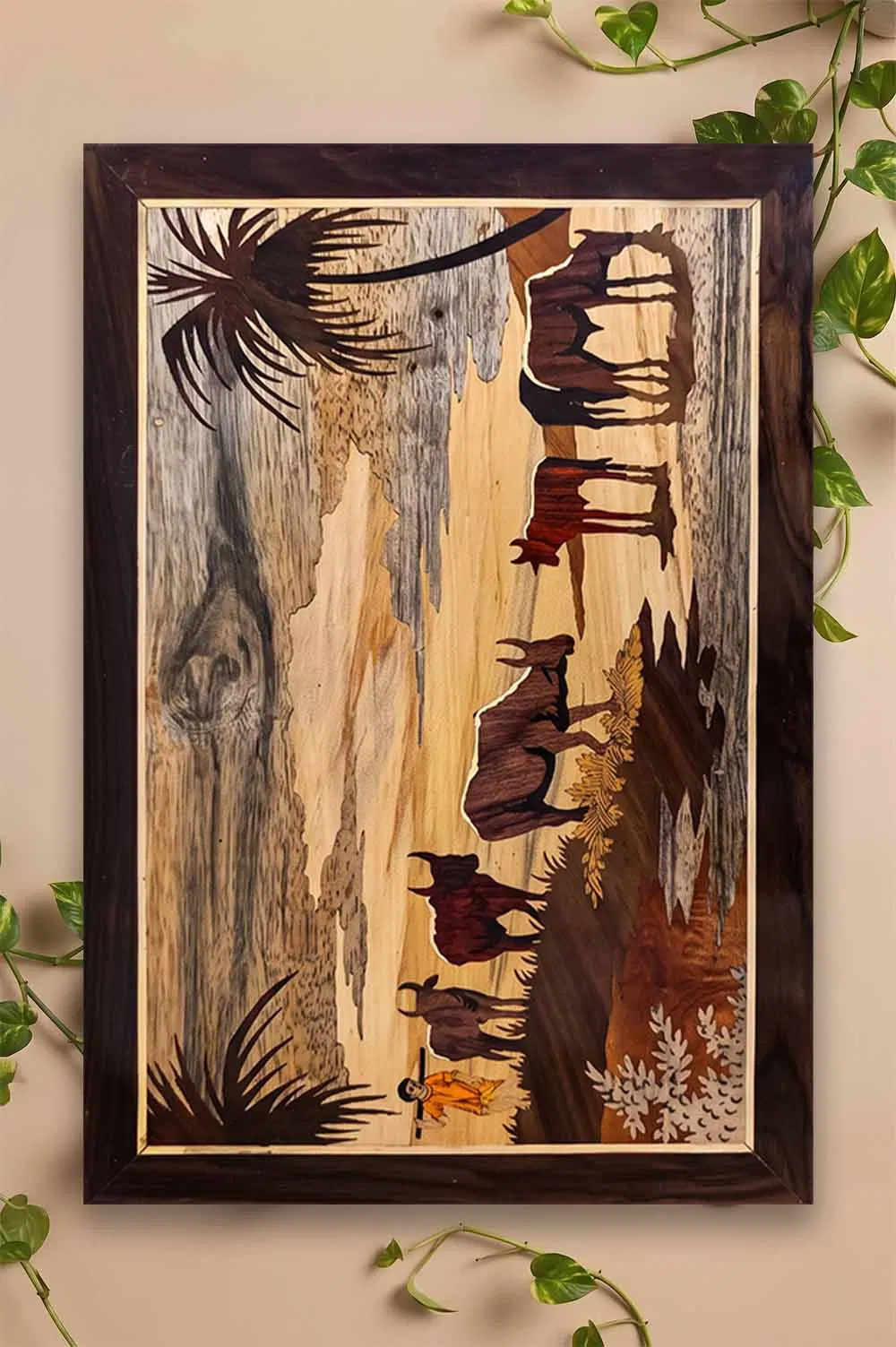 Mysore Rose Wood Inlay - Farming Theme (18*12) Inches