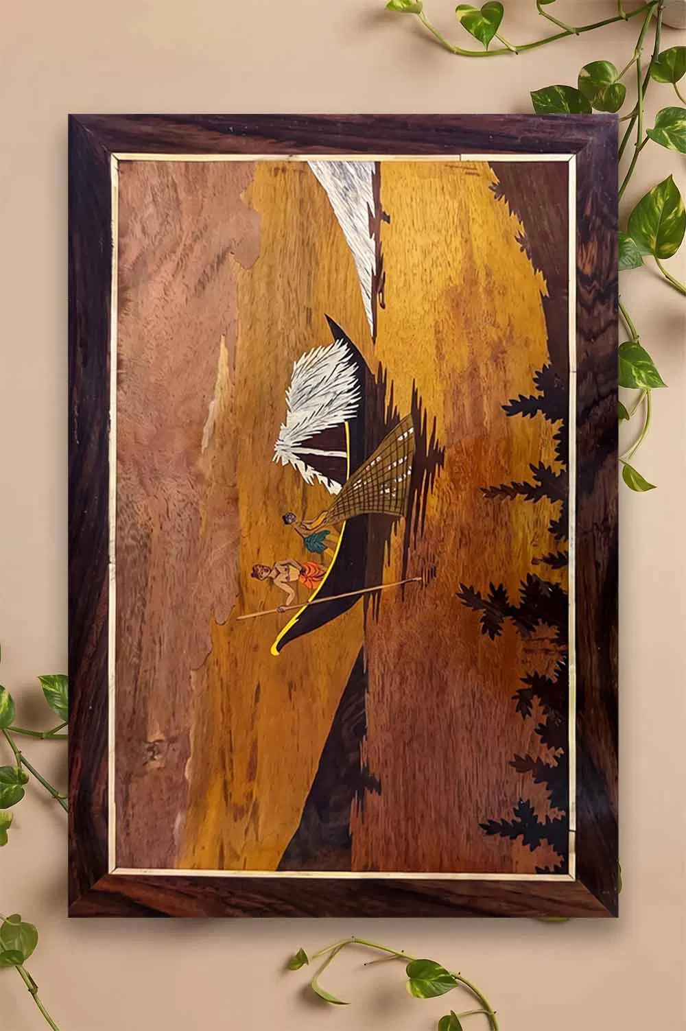 Mysore Rose Wood Inlay - Fishing (18*12)