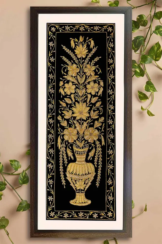 Lucknow Zardozi Wall Hanging with Frame (18.5*40) Inches