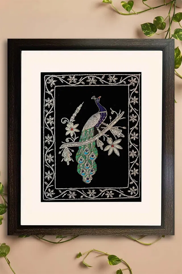 Lucknow Zardozi Wall Hanging with Frame (14*17) Inches