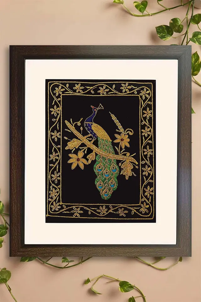 Lucknow Zardozi Wall Hanging with Frame (14*17) Inches