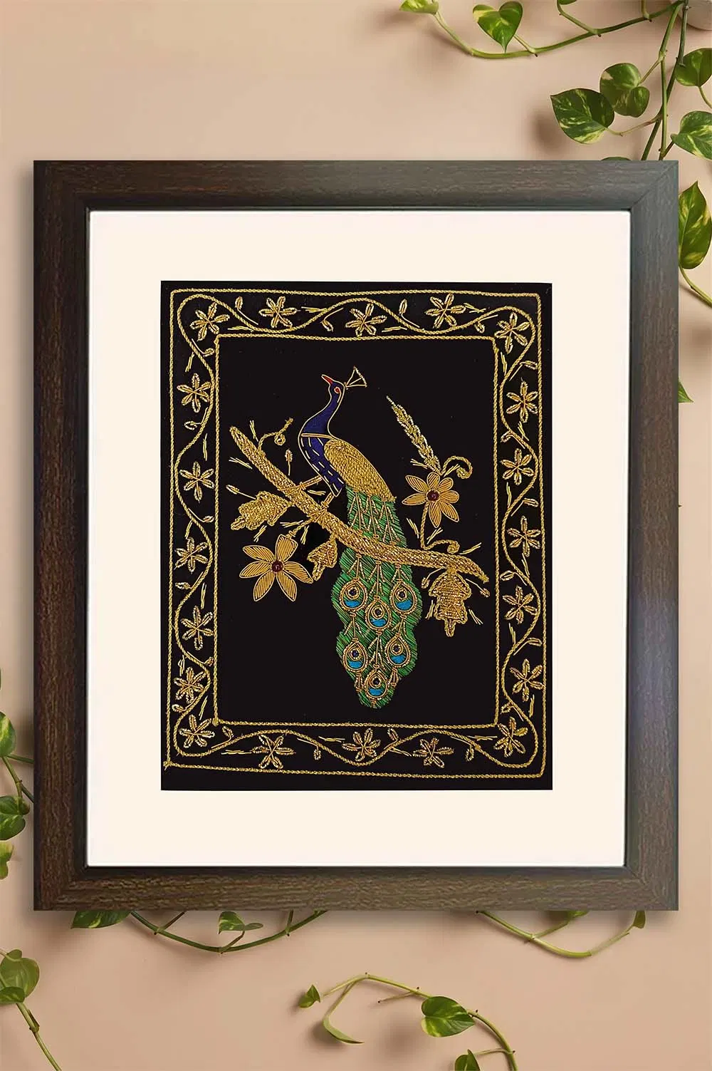 Lucknow Zardozi Wall Hanging with Frame (14*17) Inches